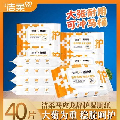 洁柔马应龙湿厕纸痔疮可用湿巾40片擦屁屁抑菌男女清洁屁股不易破