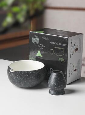 带嘴陶瓷抹茶碗渐变色日式抹茶工具茶具套装礼盒Matcha tools set