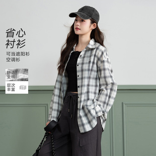 【贝贝&lagogo】LAGOGO定格胶片韩系格纹衬衫女全棉显瘦上衣