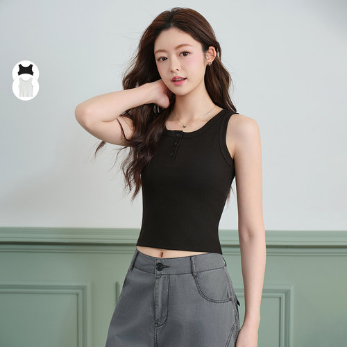 【贝贝&lagogo】LAGOGO百搭公式宽肩带背心女弹力舒适修身小衫