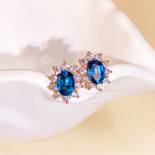 S925纯银戴妃耳钉空托珠宝镶嵌空托耳环定制18K金托3*5-10*12mm女