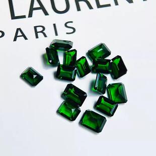 天然透辉石裸石倒八角长方形4*6-9*11mm刻面宝石镶嵌戒指耳钉吊坠