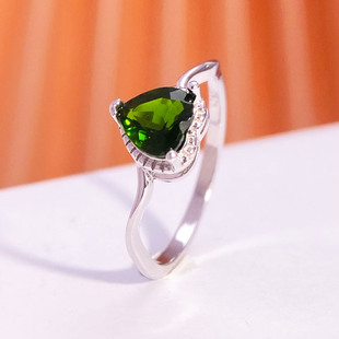 日韩S925纯银镶嵌空托戒指爱心形6 7mm闭口戒托简约小众宝石底托