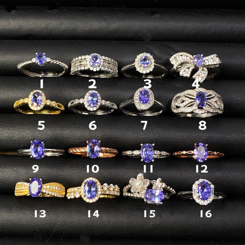 清货天然坦桑石戒指S925纯银女