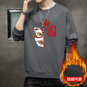 现货主推特价跑量2025秋冬加绒新款男士印花圆领卫衣JR070-P15图片