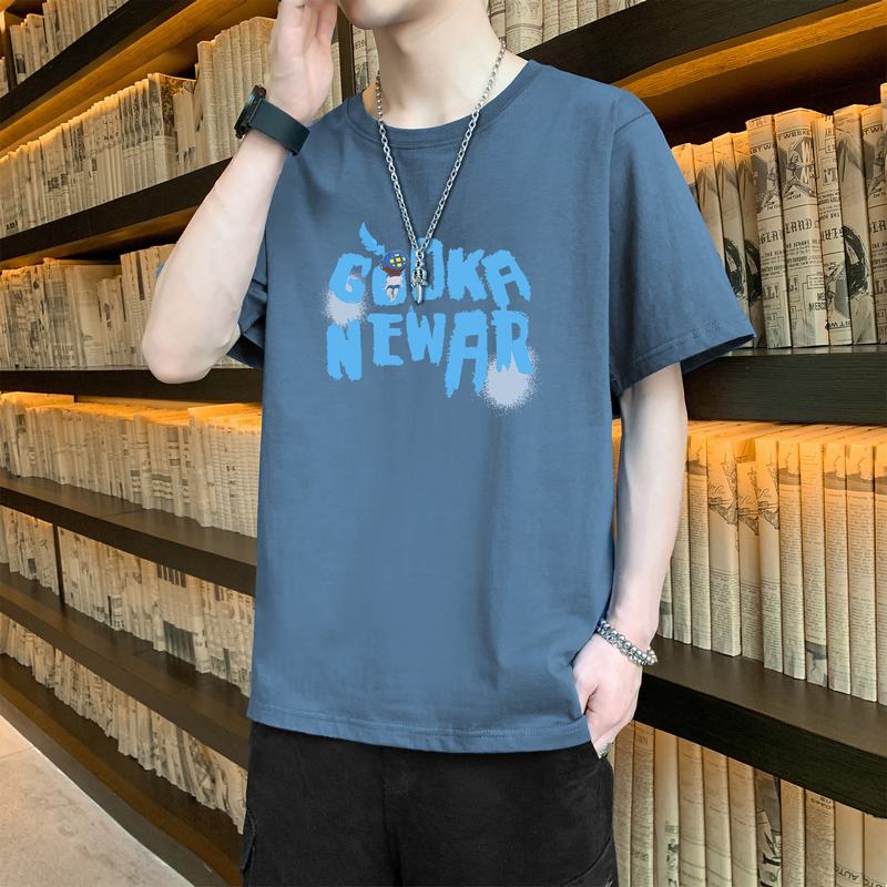 潮流夏季新款现货2023男士字母印花圆领短袖T恤1210-1-DT193-P10,男装T恤,星座1816-1（原1210-1）