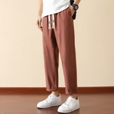 2025夏季新款直筒青春流行长裤休闲纯色冰丝九分裤大码运动裤2302，女装休闲裤，星座1816-1（原1210-1）