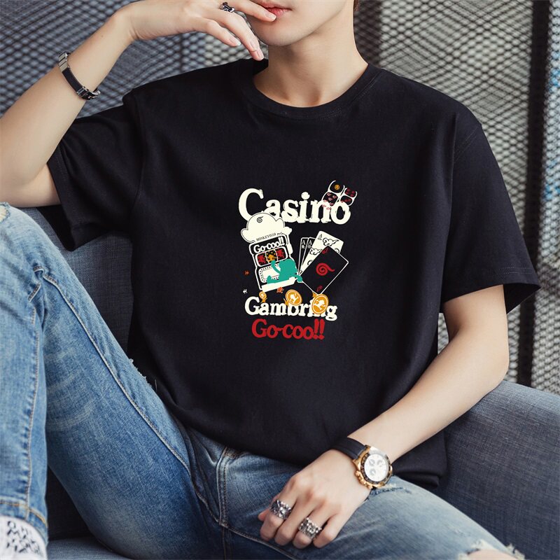 现货主推量大8块2025夏季新款男士大码印花圆领短袖T恤DT176-P10,男装T恤,星座1816-1（原1210-1）
