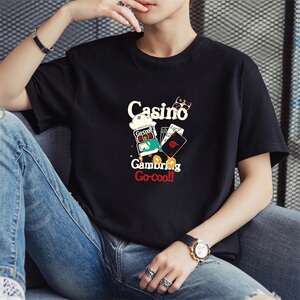 现货主推量大8块2025夏季新款男士大码印花圆领短袖T恤DT176-P10图片