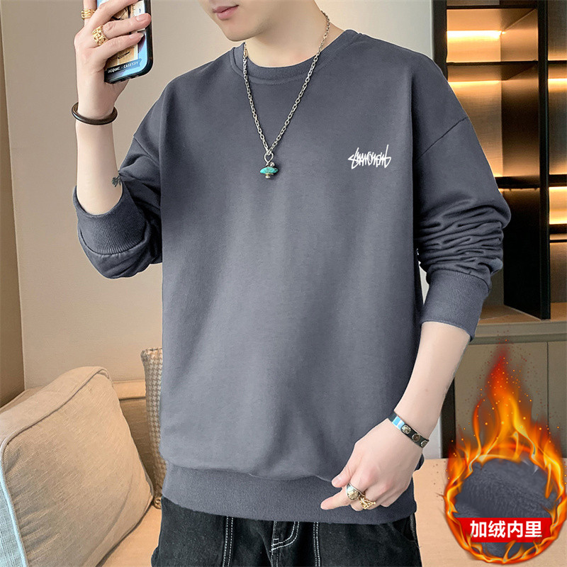 秋冬现货大码2023加绒男士休闲套头打底卫衣JR202-P19,男装T恤,星座1816-1（原1210-1）