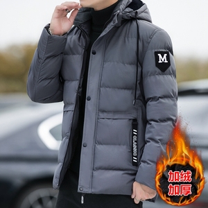 2025冬装中长款棉衣男款加绒加厚大码连帽纯色面包棉服MY618-P65图片