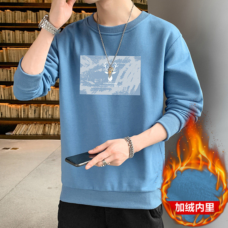 2025秋冬新款潮流男士小鹿印花加绒卫衣大码JR050-P19,男装卫衣,星座1816-1（原1210-1）