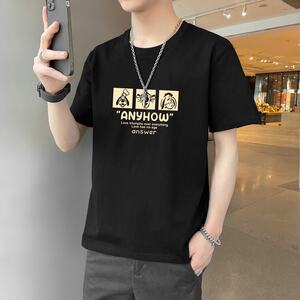 2023夏季新款现货潮流男士圆领印花休闲短袖T恤1210-1-DT187-P10图片