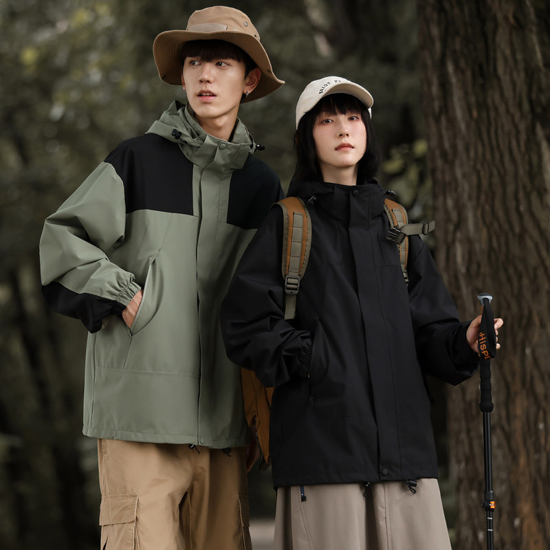 2025秋款潮流拼色宽松百搭三防情侣户外冲锋衣夹克外套23657-P34,男装夹克,星座1816-1（原1210-1）