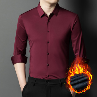 鄂尔多斯产高级感纯羊绒衬衫喜爸爸装婚宴礼服喜公公免烫加绒寸衣