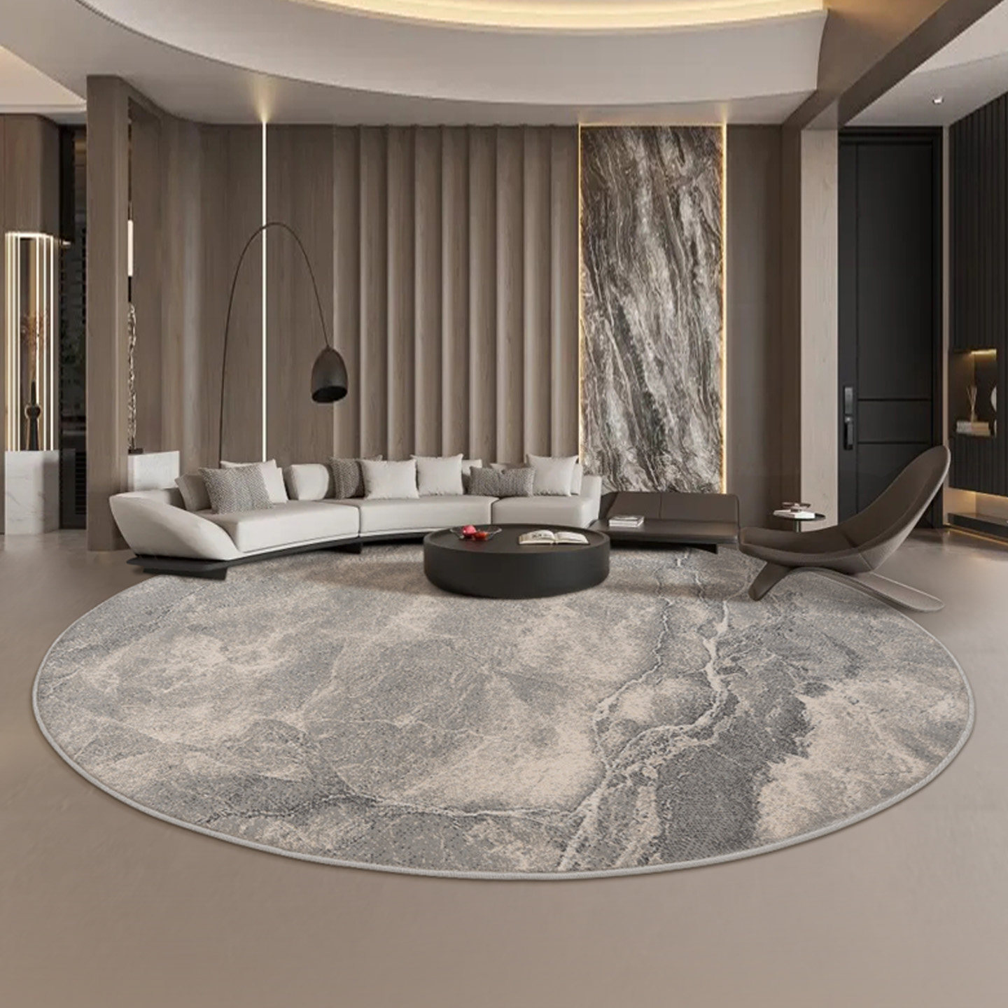 圆形地毯客厅轻奢风简约现代意式高级感家用大平层茶几毯沙发毯