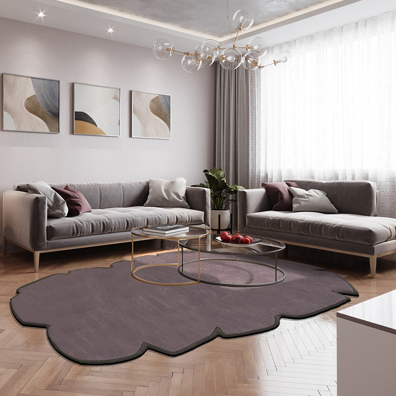 客厅进口羊毛轻奢异形茶几毯定制
