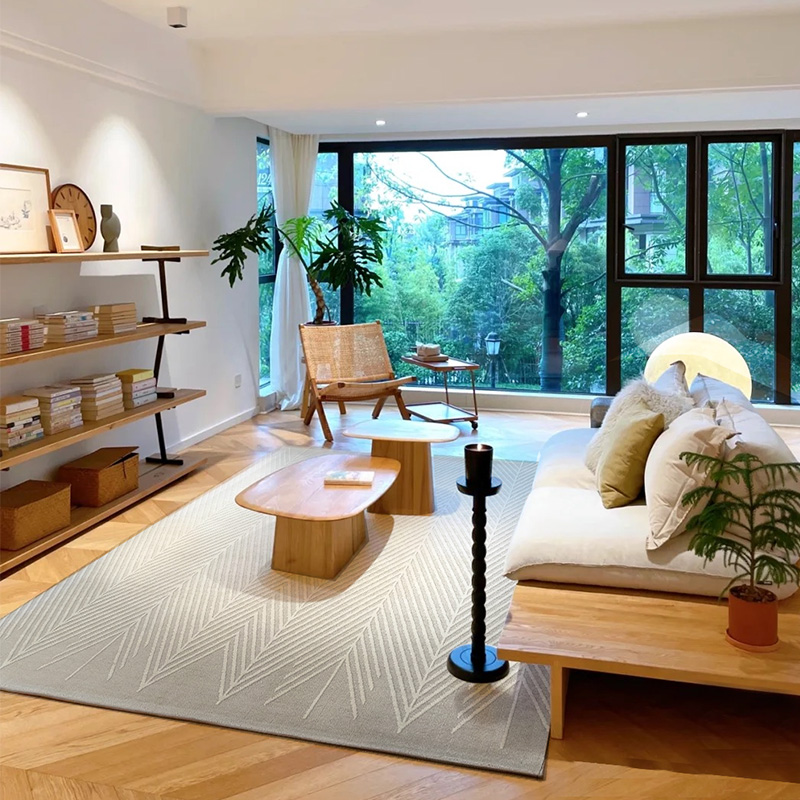 地毯客厅侘寂风极简北欧轻奢现代