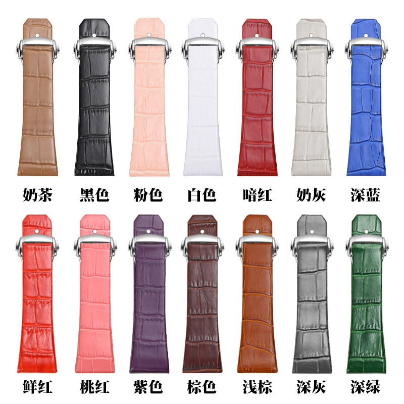 代用欧米茄星座双鹰表带系列折叠扣凹口鳄鱼纹真皮手表带男女23mm