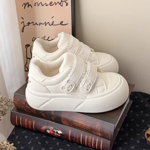 丑萌鞋 荔枝公园kitty厚底小白鞋 蕾丝魔术贴板鞋 女鞋 子女2026新款