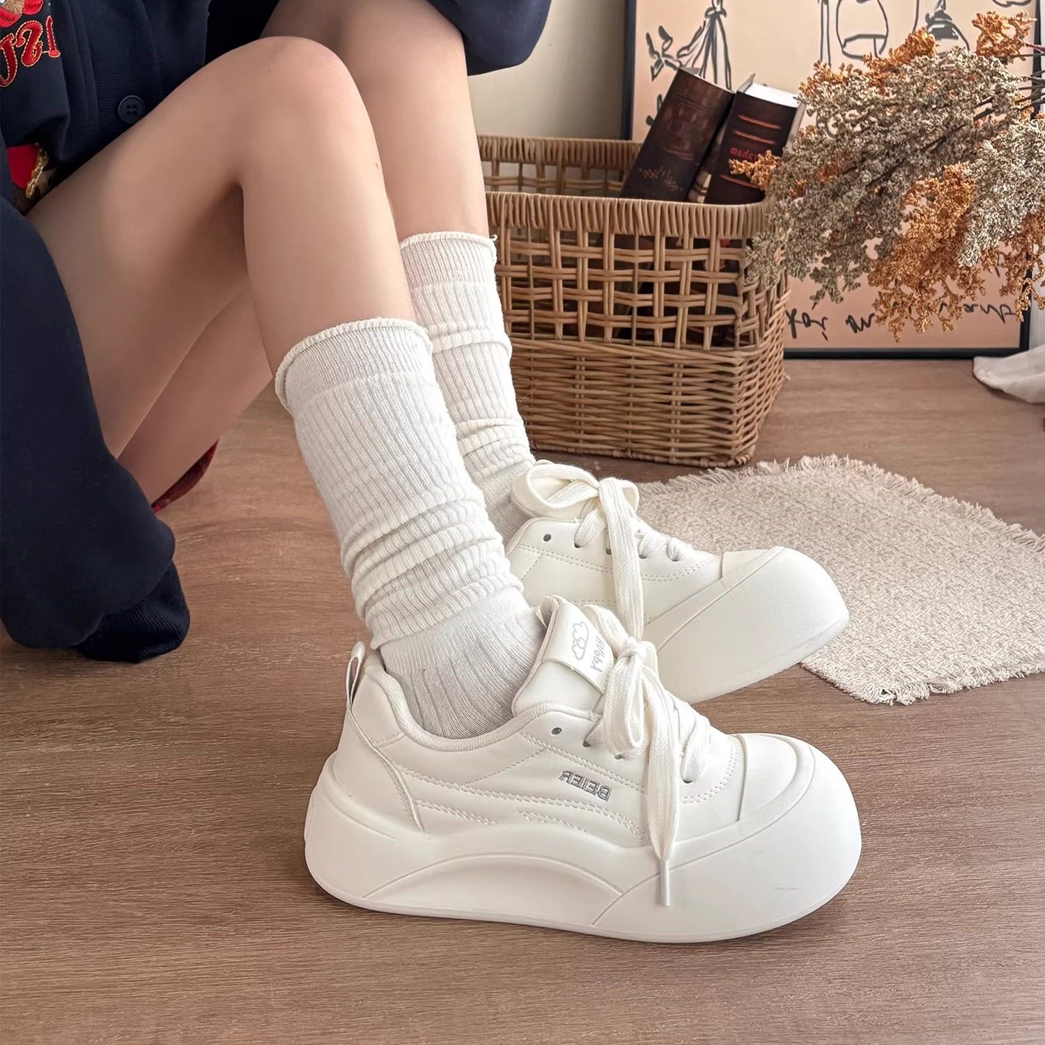 荔枝公园厚底小白鞋子女2026新款女鞋配裙子百搭板鞋休闲运动鞋,女鞋,休闲板鞋,淘宝优惠券,粉丝福利购,淘宝优惠卷