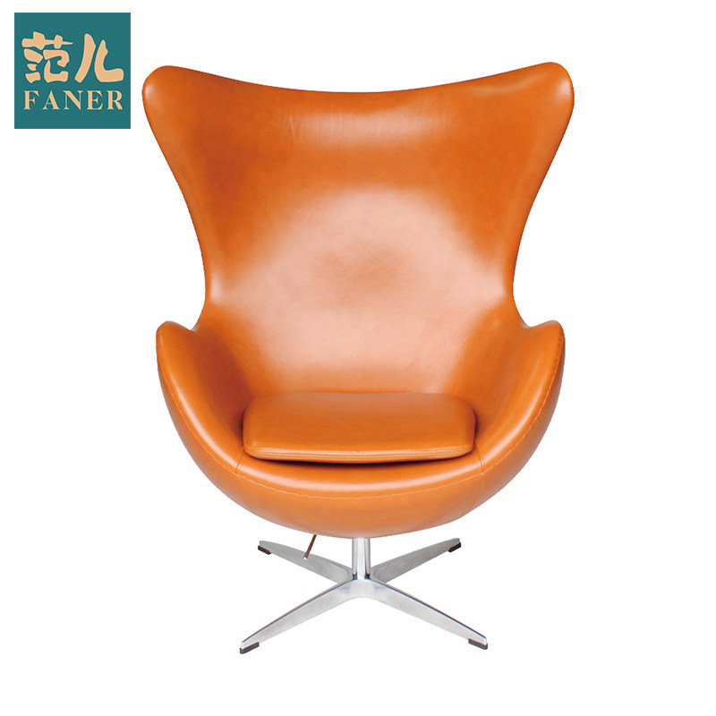 北欧可旋转单人蛋形椅休闲蛋壳椅椭圆球椅创意鸡蛋椅主播真皮沙发