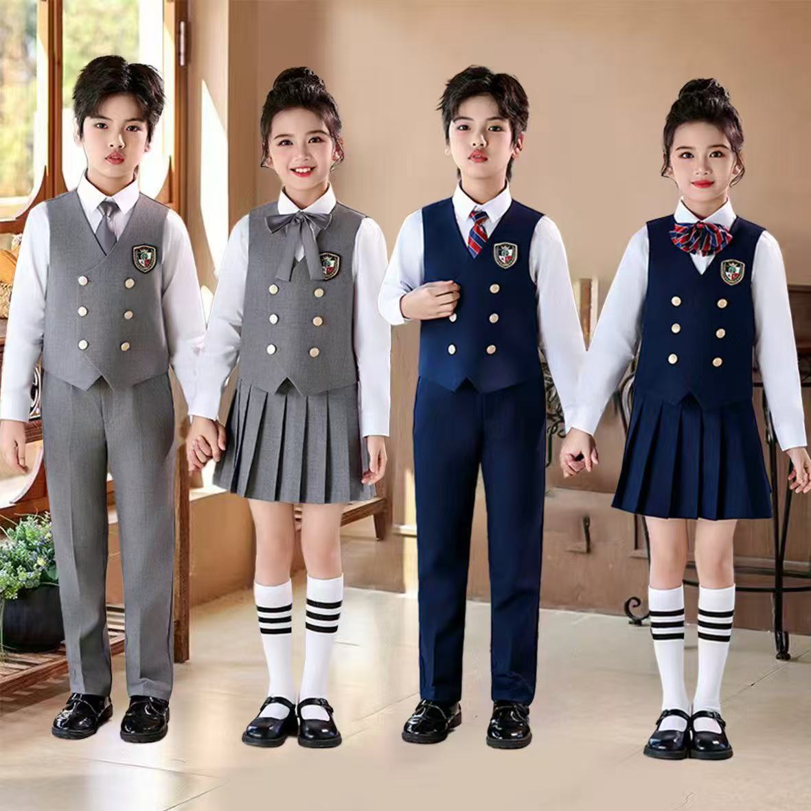 儿童大合唱演出服学院风小学生诗歌朗诵幼儿园班服演讲礼服国庆节