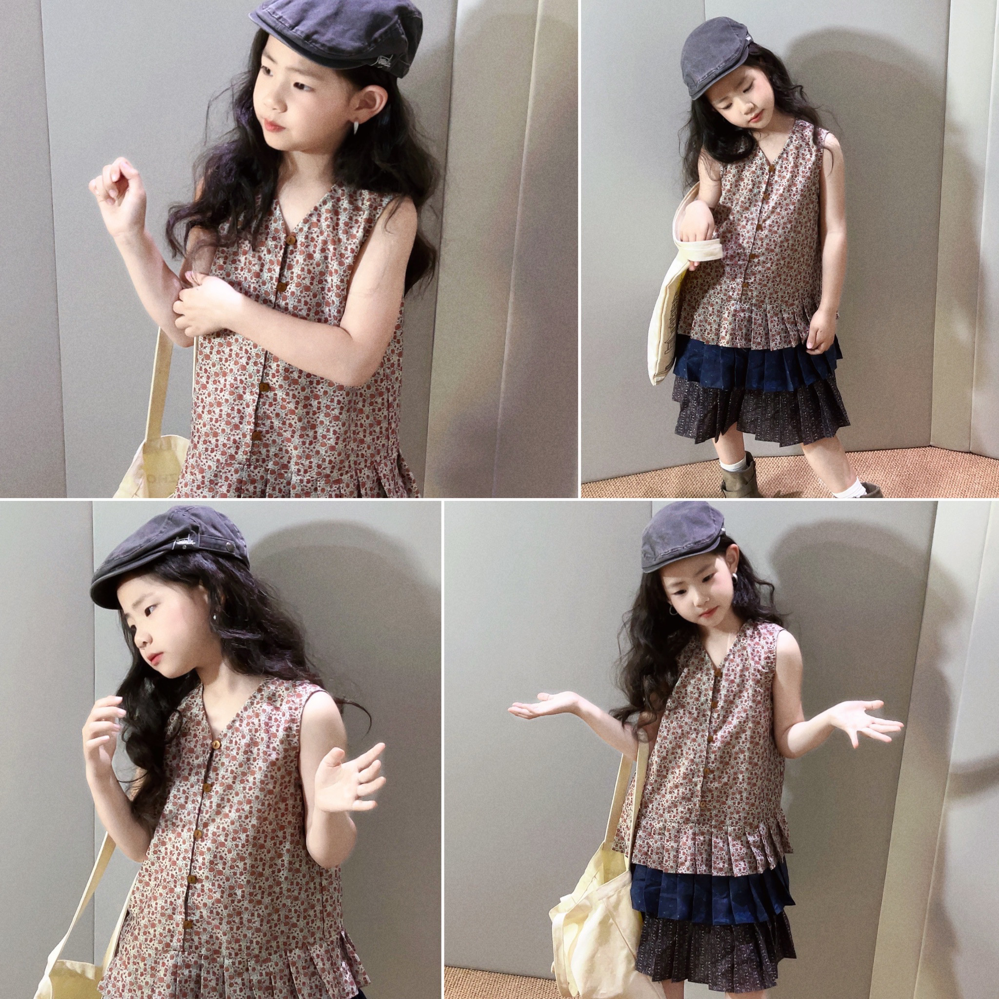 美妞之城女童气质款碎花连衣裙洋气小女孩裙子2026夏新款 亲子装