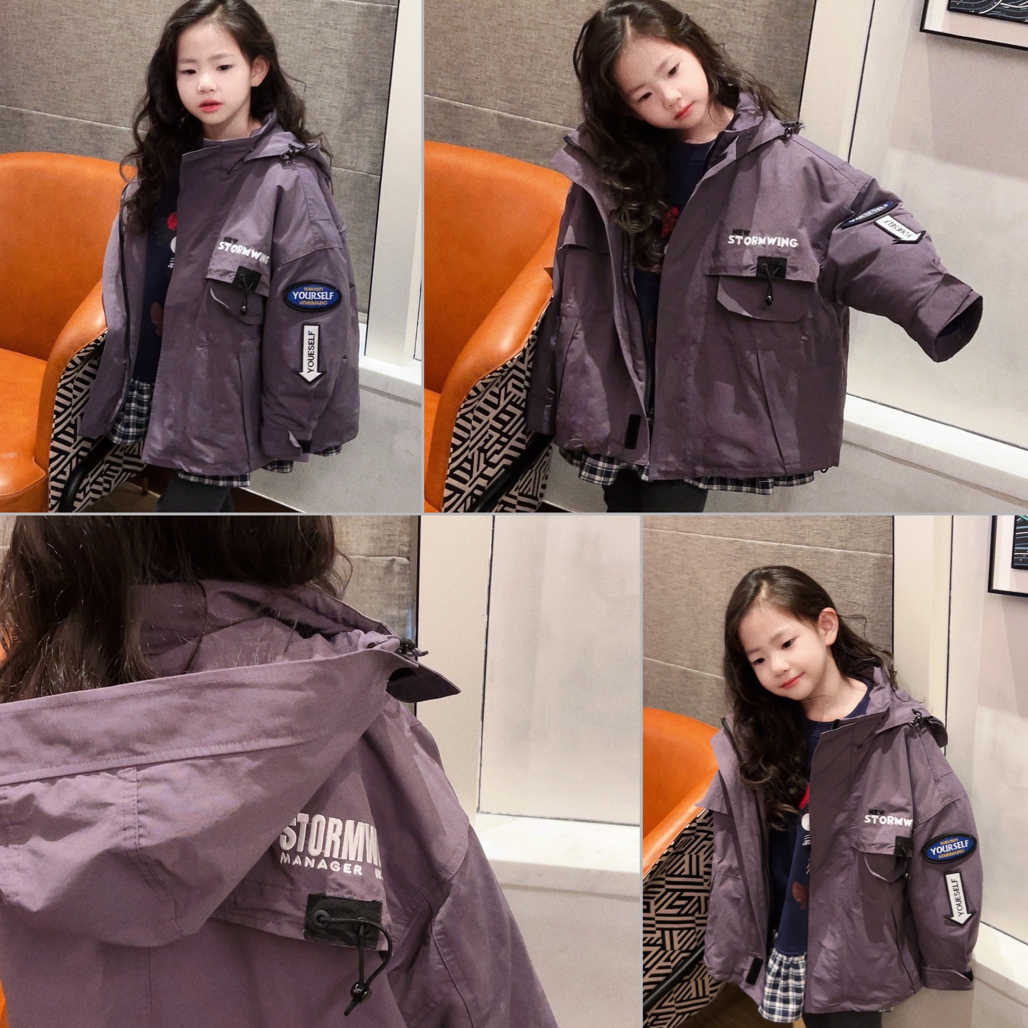 女童加厚夹棉宽松大版工装棉衣