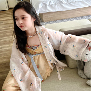 美妞之城女童裙子古风唐装汉服两件套吊带裙+外套2024夏季新童装