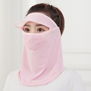 冰丝口罩女夏天防晒面罩遮脸透气网眼护颈护额头遮阳帽防晒口罩女