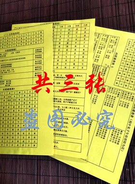 八字神煞速查表 吉星凶星查询表共三张 现代装饰画高清防水塑封
