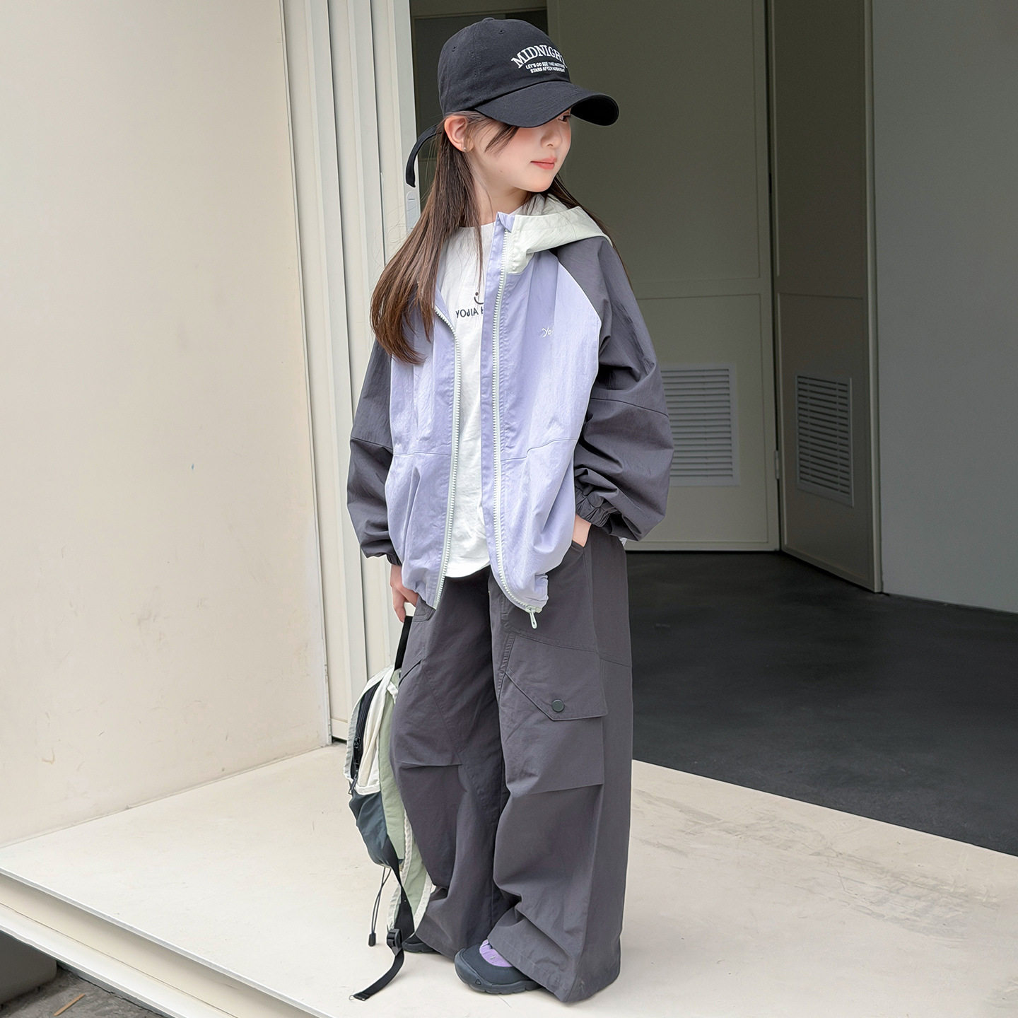YOJIA女童外套春秋款2026新款洋气韩版童装连帽上衣薄款儿童秋装
