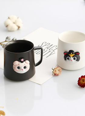 可爱猫咪马克杯日系陶瓷水杯带勺猫猫杯子女新款2026创意情侣礼物