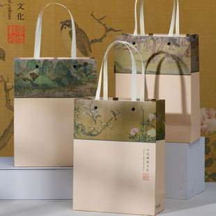 中国风礼品袋纸袋定制茶叶高档手提袋烘焙礼品袋打包袋定做印logo