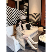 里外全皮真皮鞋 白靴子 我心目中 底中跟长筒靴 benefanfan