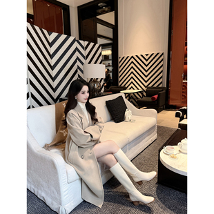 【benefanfan】我心目中的白靴子 里外全皮真皮鞋底中跟长筒靴