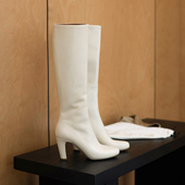 真皮大底里外全皮靴子 大美女氛围白色高跟长靴 benefanfan
