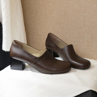 【benefanfan】气质型方头一脚蹬乐福鞋Y版开发l里外全皮单鞋