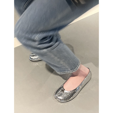 【benefanfan】真皮大底马皮里浅口平底分趾tab芭蕾舞鞋女猪蹄鞋