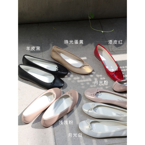 【benefanfan】法式经典蝴蝶结芭蕾舞真皮鞋底浅口气质单鞋