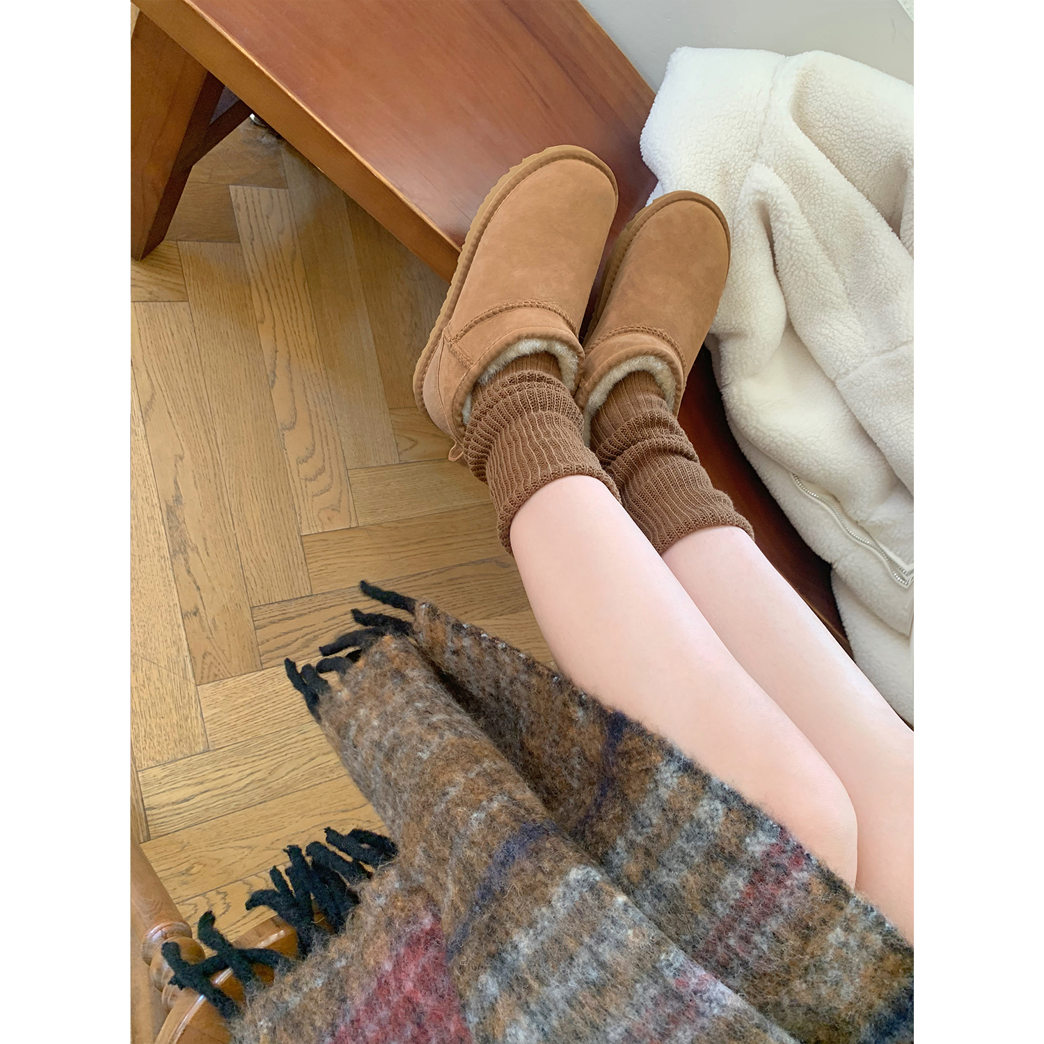 羊皮毛一体雪地靴女厚底保暖短靴