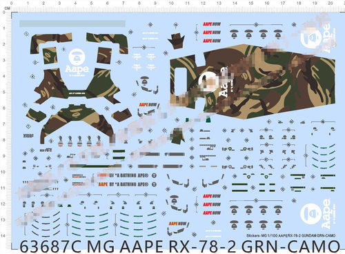 MG 1/100 RX-78-2 Ver.Ka卡版AAPE GRN-CAMO元祖gd水贴 63687C