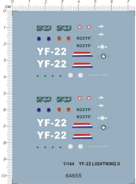 1:144 YF-22 LIGHTNING II 战斗机模型水转印贴纸【64655】N1234