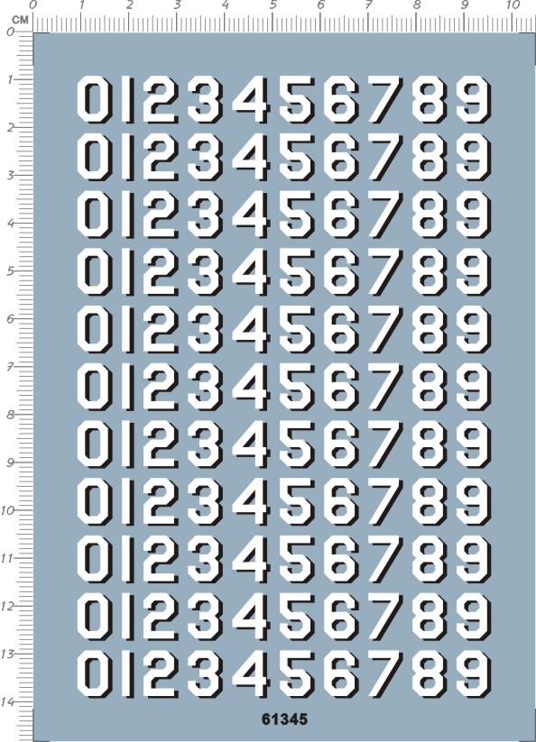 61345 国舰战舰舷号阿拉伯数字模型船水贴纸
10*14cm