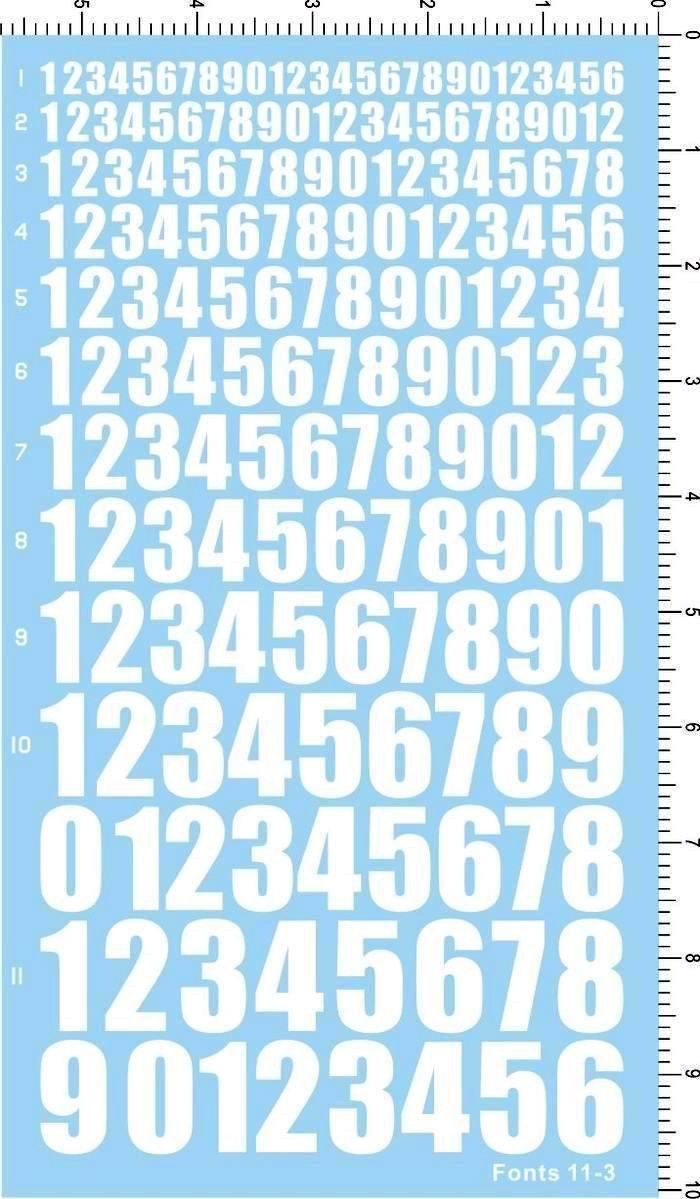 fonts 11-3-3E09 各种比例阿拉伯数字水贴纸