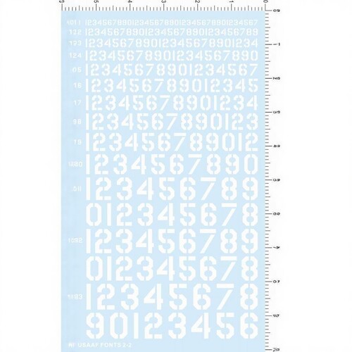 USSAAF FONTS 2-2-A620 美军美国阿拉伯数字数目字 水转印贴纸 白