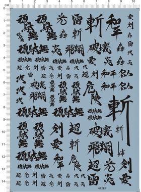 GD模型 真武者 汉字系/中文字)通用标志.专用水转印贴纸 61262 黑