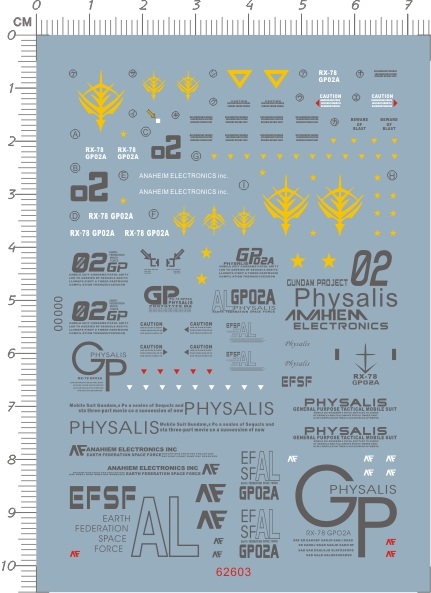 62603-1213 HG MG 1/144 1/100 RX-78 GP02A GD水贴