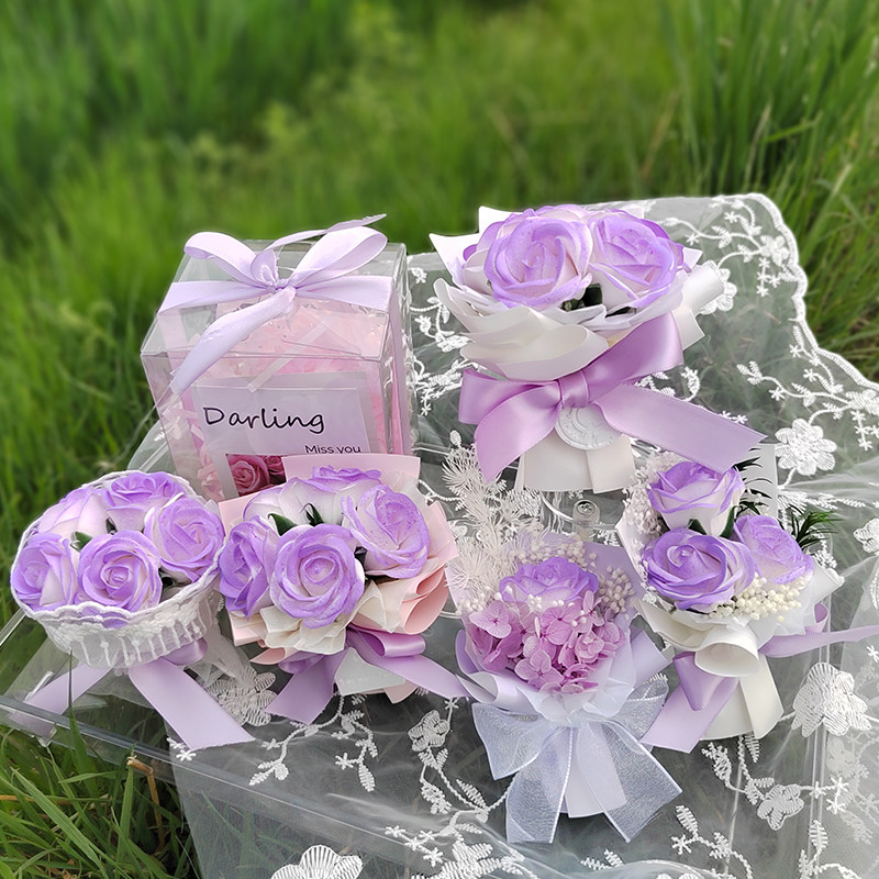创意香皂花玫瑰花束教师节礼物汽车出风口香薰装饰生日伴手礼品